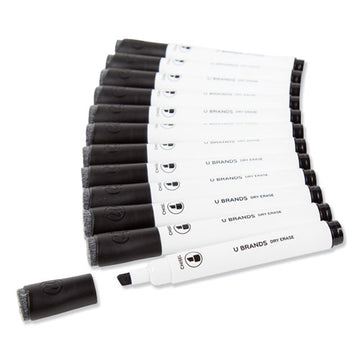 U Brands Chisel Tip Low-odor Dry-erase Markers With Erasers, Broad Chisel Tip, Black, Dozen freeshipping - TVN Wholesale